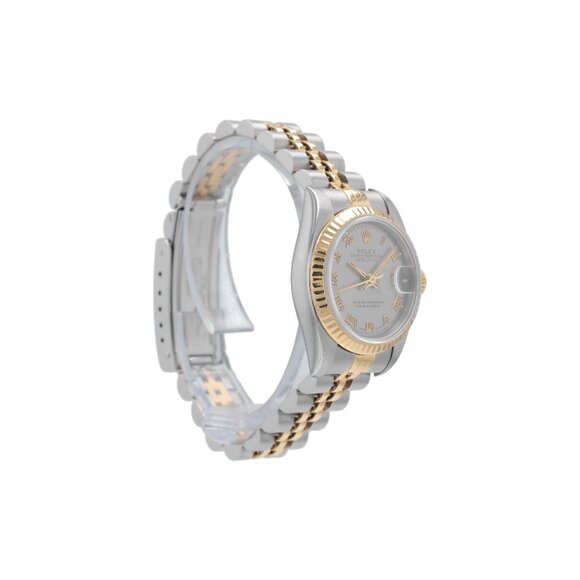 Rolex Ladies Datejust 26mm Two-Tone Gray Roman Numeral Dial Fluted Jubilee 69173 main image 8